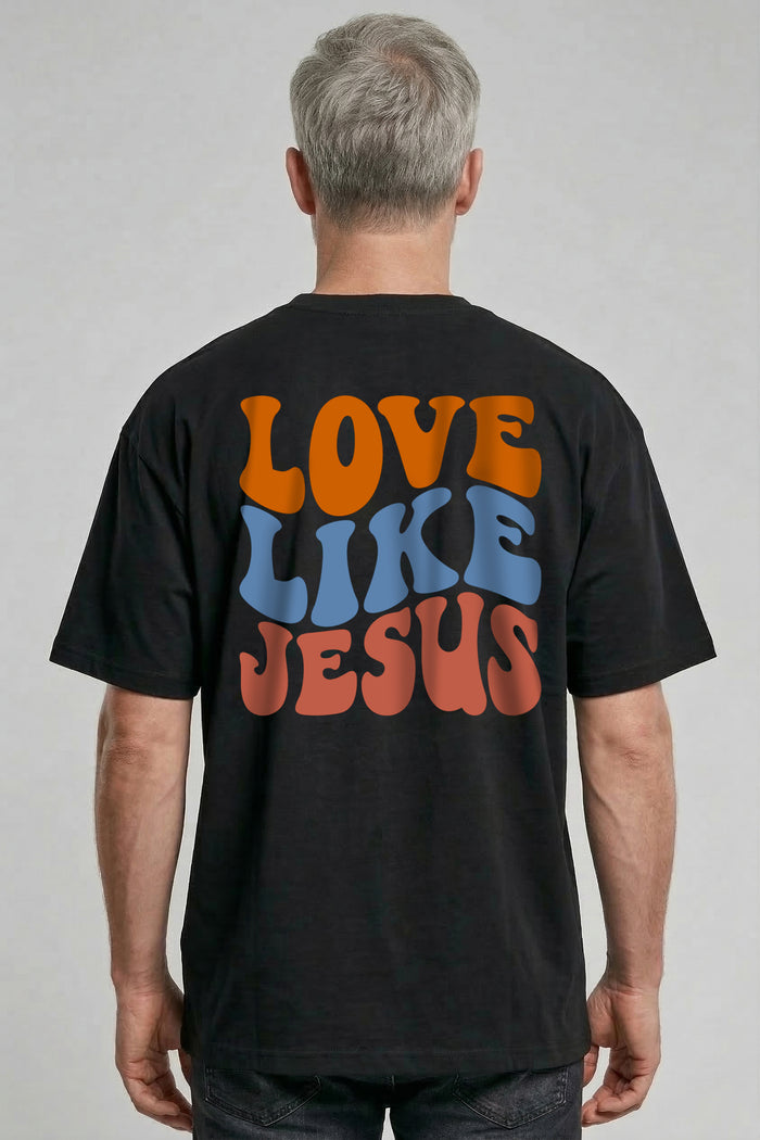 Liefde als Jezus Oversized T-Shirt Rugprint