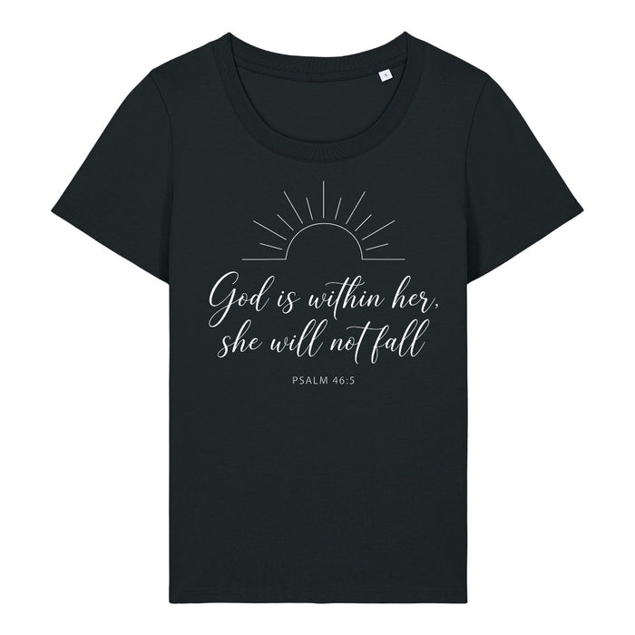 God Is Within Her Psalm 46:5 Kalligrafie Frauenshirt