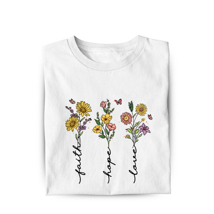 Faith Hope Love Flower damesshirt