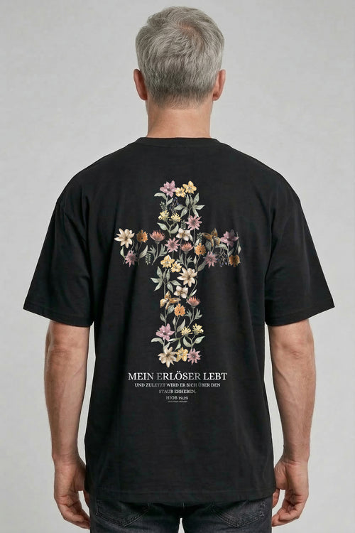 Mijn Verlosser leeft oversized T-shirt met print op de achterkant
