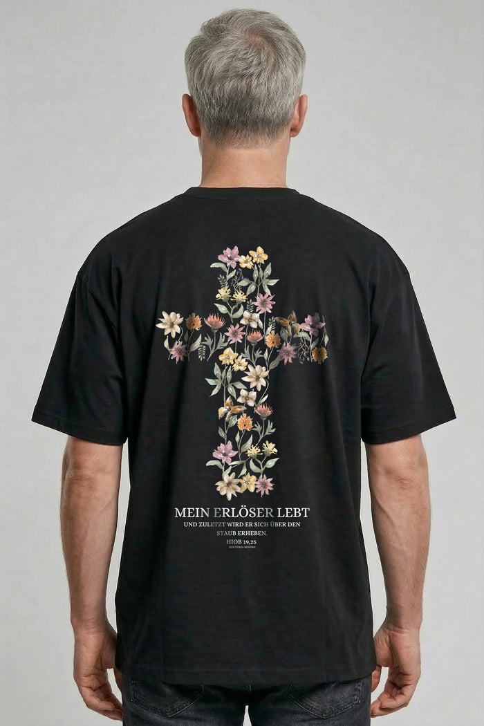Mijn Verlosser leeft oversized T-shirt met print op de achterkant