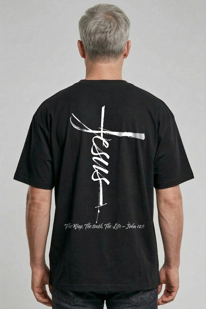 Jesus cross front and back print oversized shirt