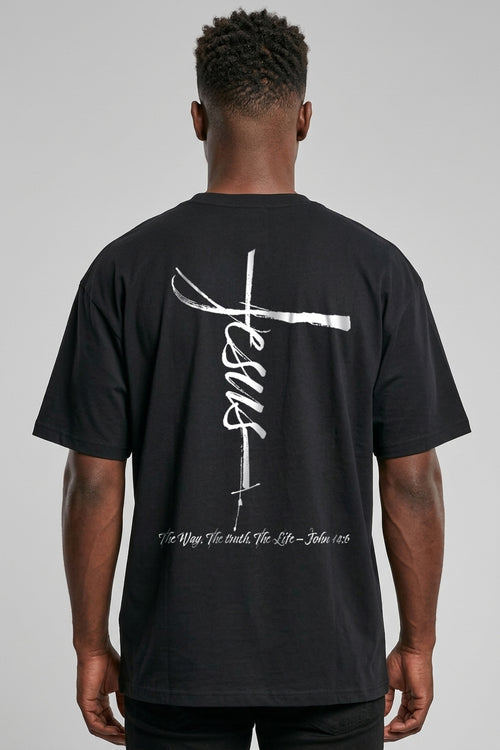 Jesus Cross Oversized T-shirt met rugprint