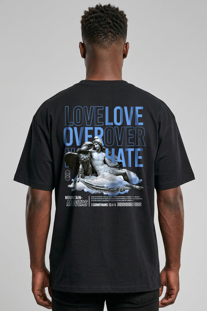 Love over Hate Oversized Shirt Voor- en Rugprint