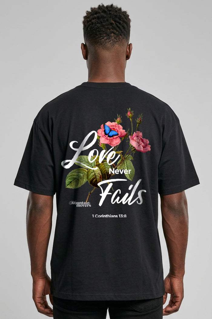 Love never fails Flower Oversized Shirt BackPrint
