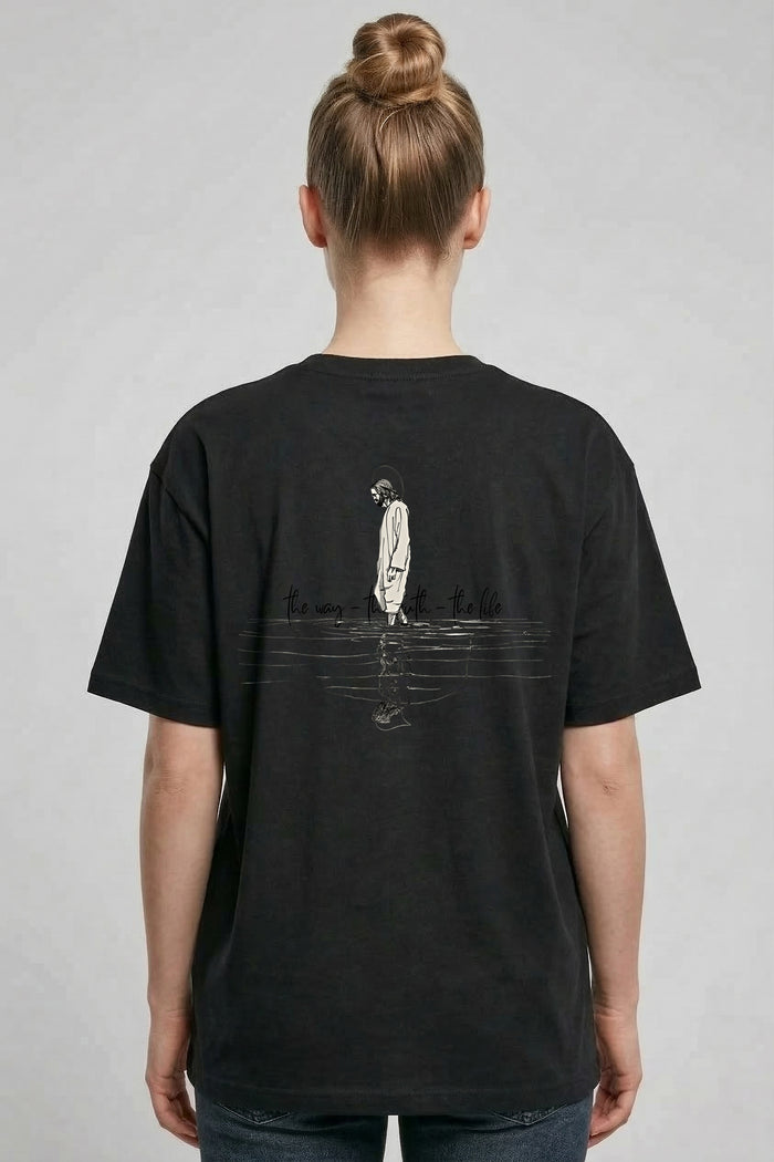 Jesus the way Lineart Oversized Shirt BackPrint