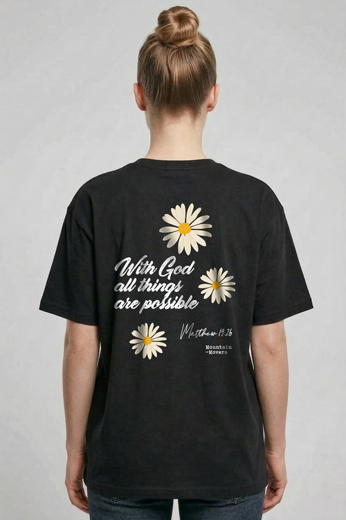 With God Flower Oversized Shirt Rugprint