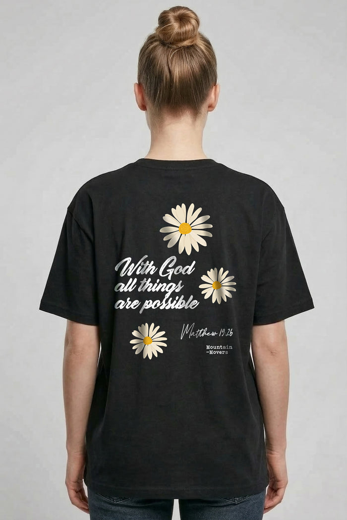 With God Flower Oversized Shirt Rugprint