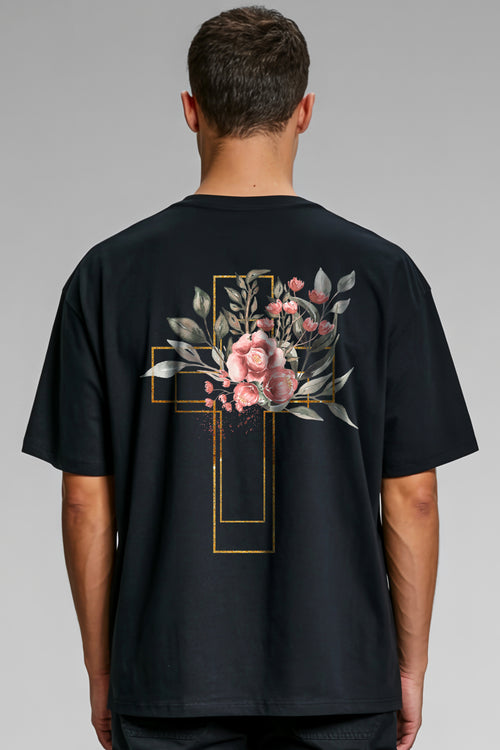 Oversized T-shirt met aquarel kruis op de achterkant