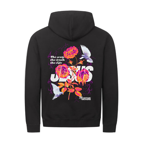 Jesus Flower Zipper Hoodie Backprint