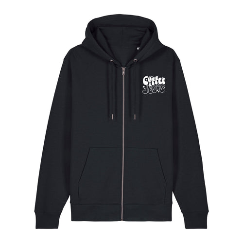 Coffee and Jesus Hearts Brown Zipper Hoodie