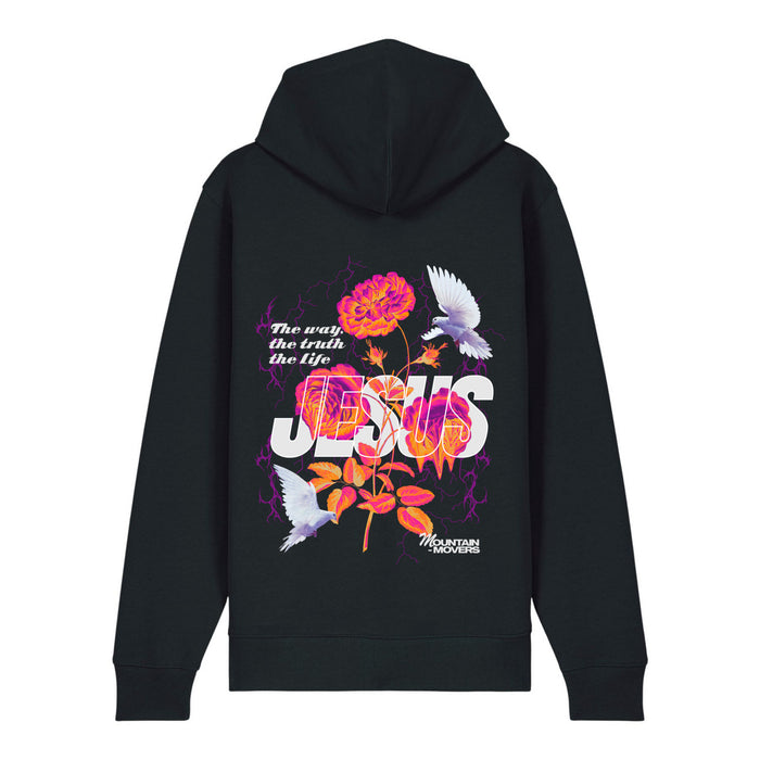Jesus Flower Zipper Hoodie Backprint