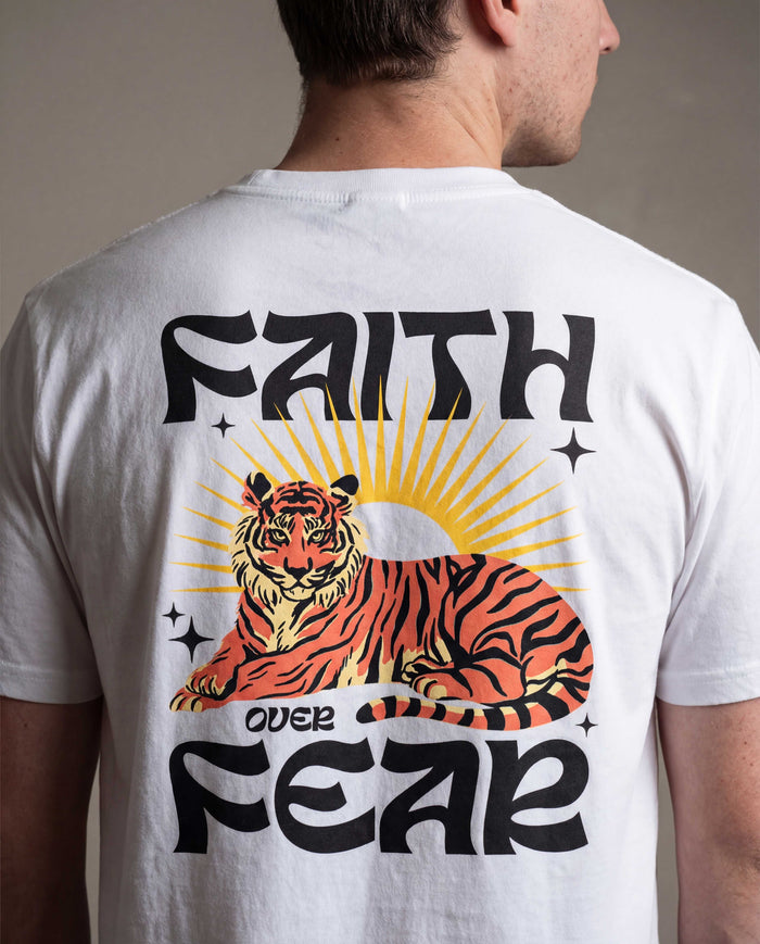Faith Over Fear tiger Shirt Backprint