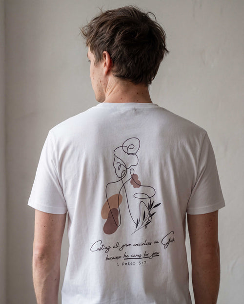 He cares for you shirt backprint