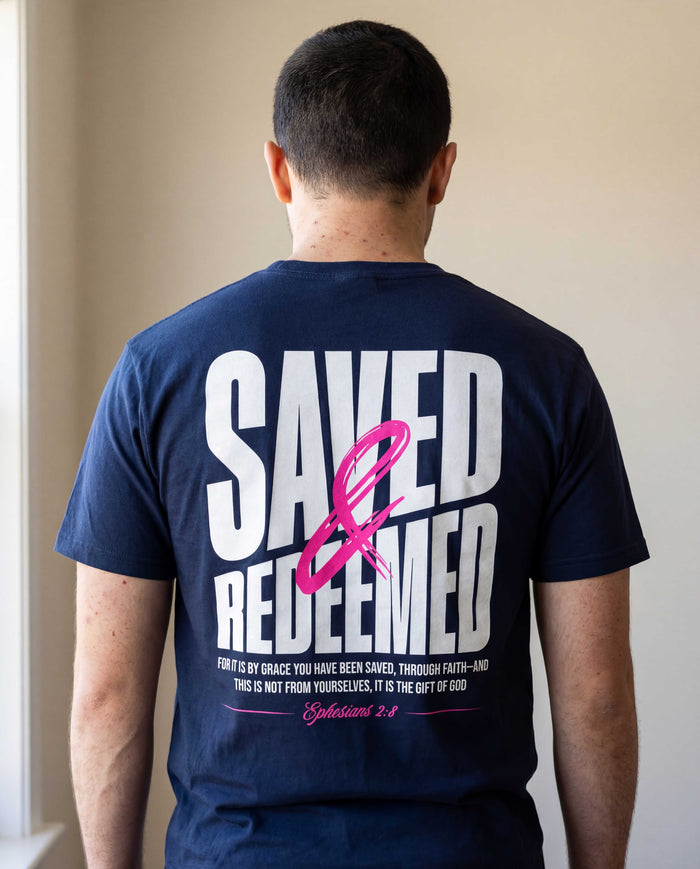 Saved and Redeemed Shirt Backprint