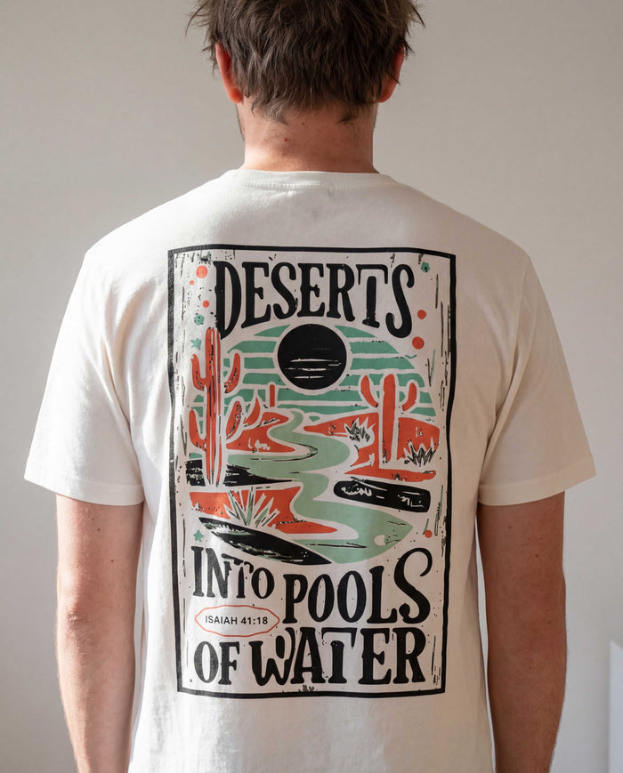 Deserts into pools of water Isaiah Shirt Backprint