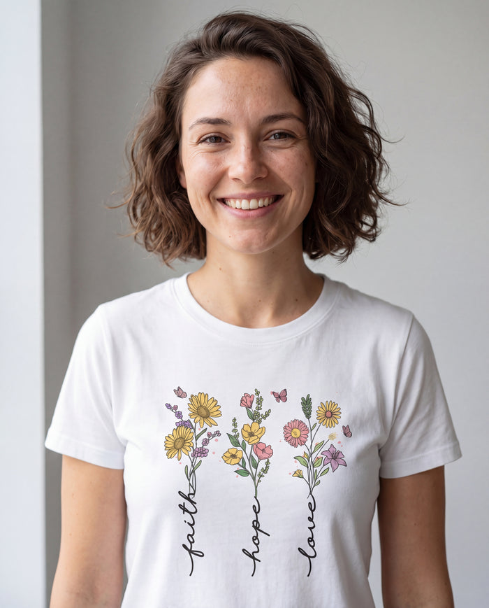 Geloof hoop liefde bloem T-shirt