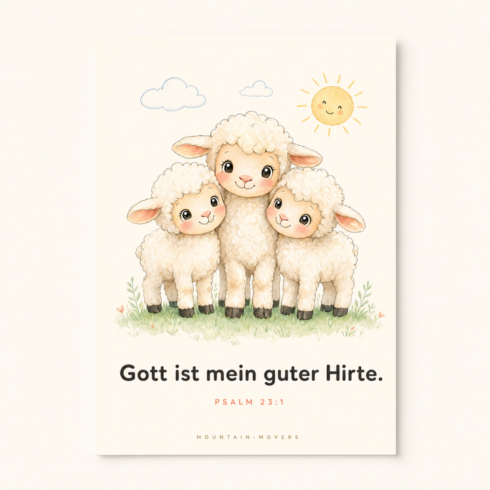 God Is Mijn Goede Herder, Schapen Kinderposter A4