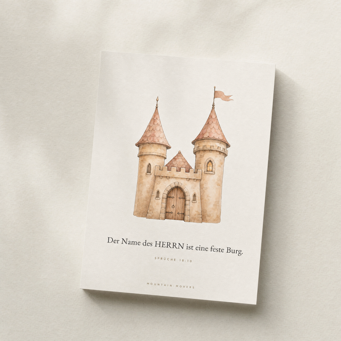 The Name of the LORD is a Strong Tower, Castle Kids Poster A4
