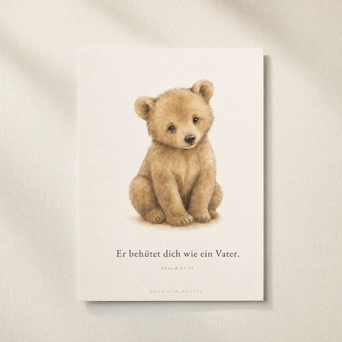 He Watches Over You Like a Father, Bear Kids Poster A4
