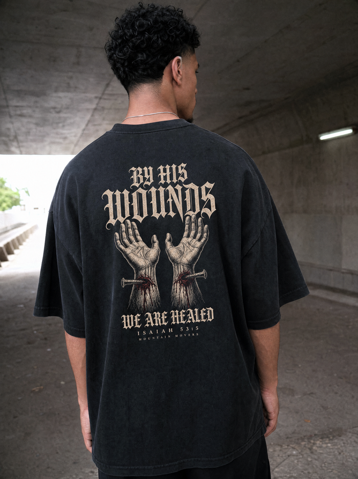 By His Wounds Streetwear Oversize Shirt Backprint
