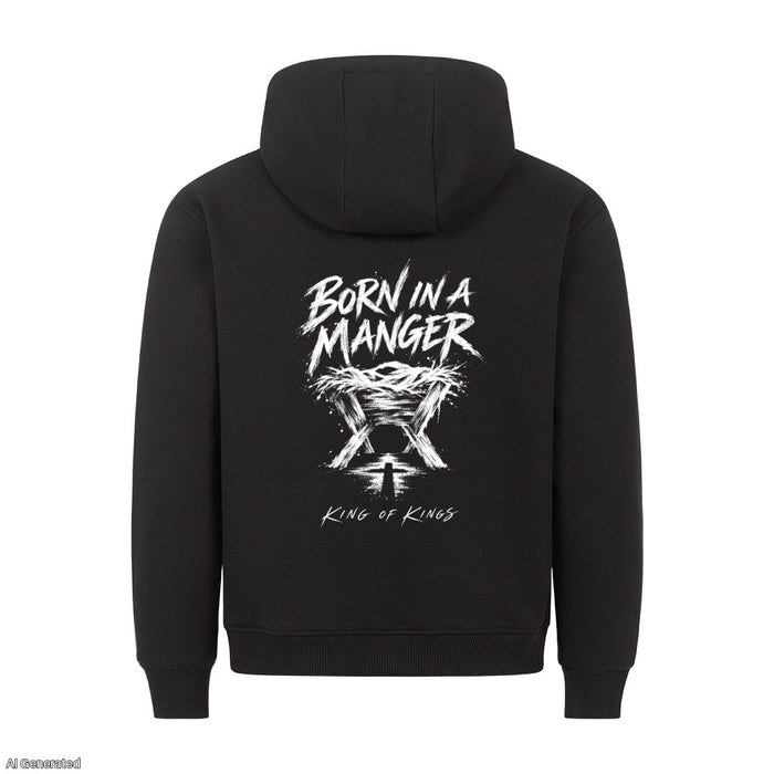 Born in a Manger King of Kings Christmas Hoodie Backprint