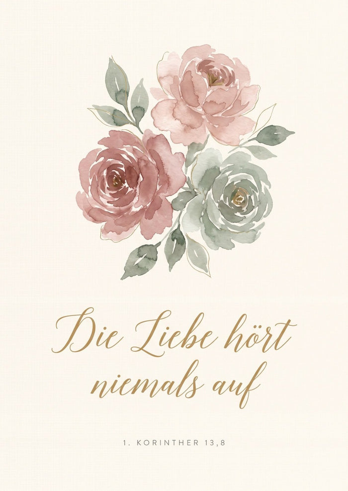 Die Liebe hört niemals auf Postkarte