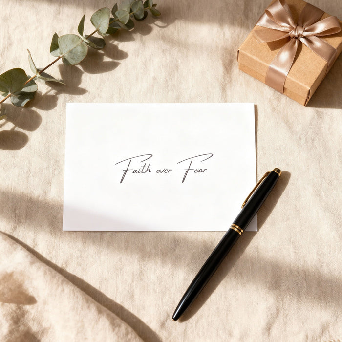 Faith over Fear minimalist postcard