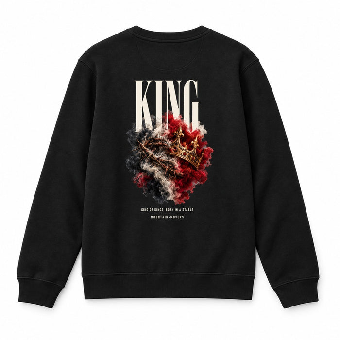 King of Kings Born in a Stable Christmas Sweatshirt Backprint