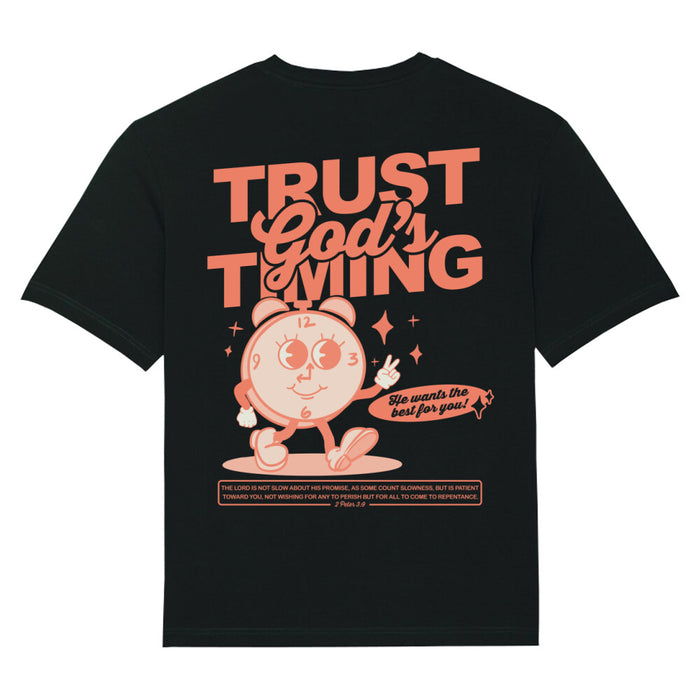 Trust God's Timing Oversized T-shirt met print op de achterkant