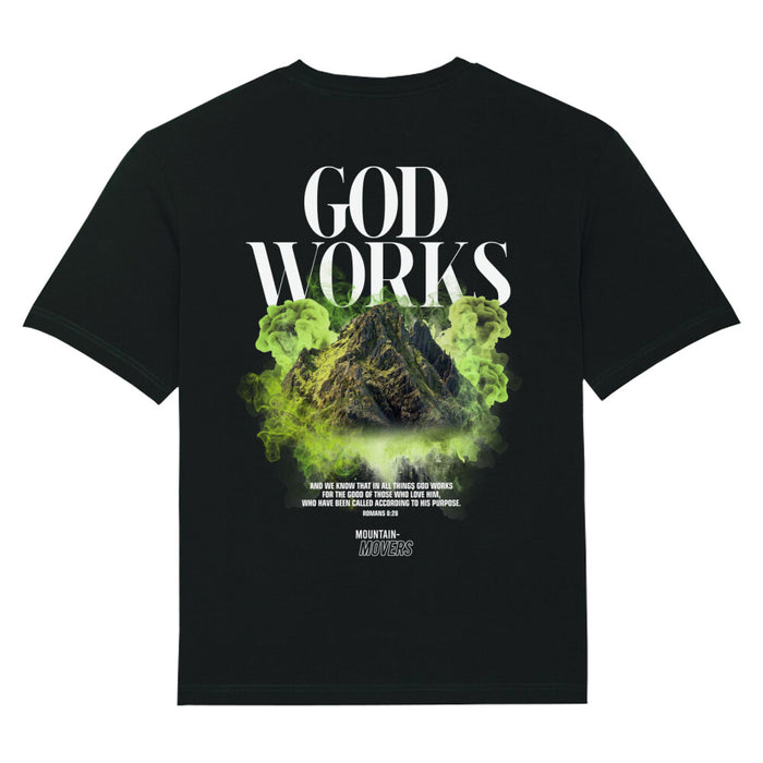 God werkt oversized T-shirt op de achterkant