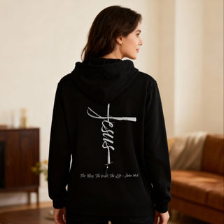 Christlicher Hoodie mit Kreuz-Backprint von Mountain Movers