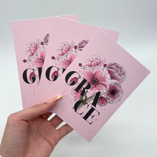 Grace Flower Postkarte Variante, Mountain Movers christliches Design