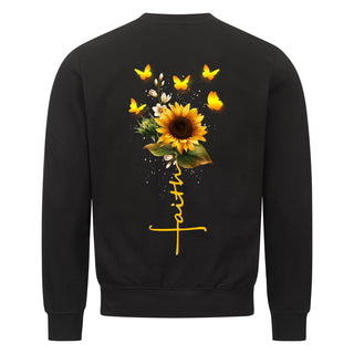 Faith Sunflower Sweatshirt Backprint, christliche Streetwear von Mountain Movers