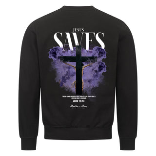 Jesus Saves Streetwear Sweatshirt Backprint, christliche Streetwear von Mountain Movers