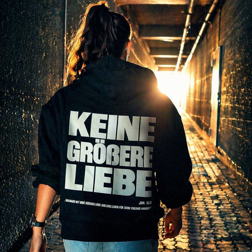 Keine größere Liebe Oversized Hoodie Front und Backprint Selah x MM