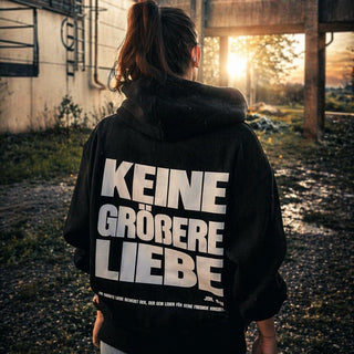 Keine größere Liebe Oversized Hoodie Front und Backprint Selah x MM, Vorderansicht