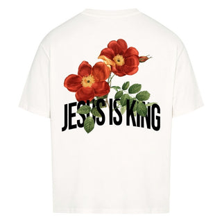 Jesus is King Flower Oversized Shirt BackPrint Variante, Mountain Movers christliches Design