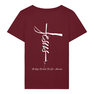 Jesus Cross Frauen T-Shirt BackPrint, Detailansicht