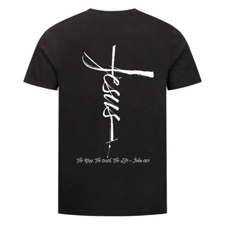 Jesus Cross Shirt BackPrint Detailansicht, Mountain Movers christliche Streetwear