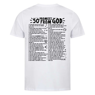 50 Promises from God Shirt BackPrint Detailansicht, Mountain Movers christliche Streetwear
