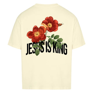 Jesus is King Flower Oversized Shirt BackPrint Detailansicht, Mountain Movers christliche Streetwear