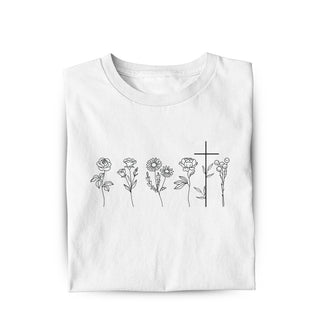 Flowers and Cross Shirt Variante, Mountain Movers christliches Design