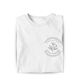 created with a purpose circle Shirt Variante, Mountain Movers christliches Design