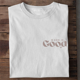 God is good retro taupe Shirt Variante, Mountain Movers christliches Design