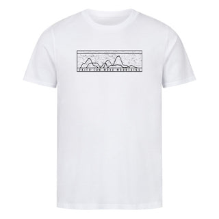 Faith simple retro Shirt Detailansicht, Mountain Movers christliche Streetwear