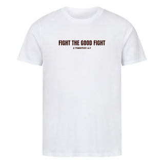Fight the good fight Shirt Detailansicht, Mountain Movers christliche Streetwear