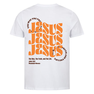 All About Jesus Shirt Backprint Variante, Mountain Movers christliches Design