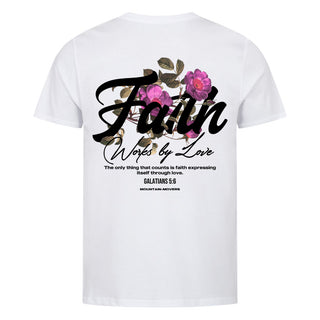 Faith Work By love Shirt Backprint Variante, Mountain Movers christliches Design