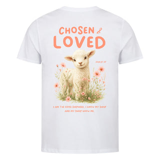 Chosen Loved Shirt Backprint Variante, Mountain Movers christliches Design